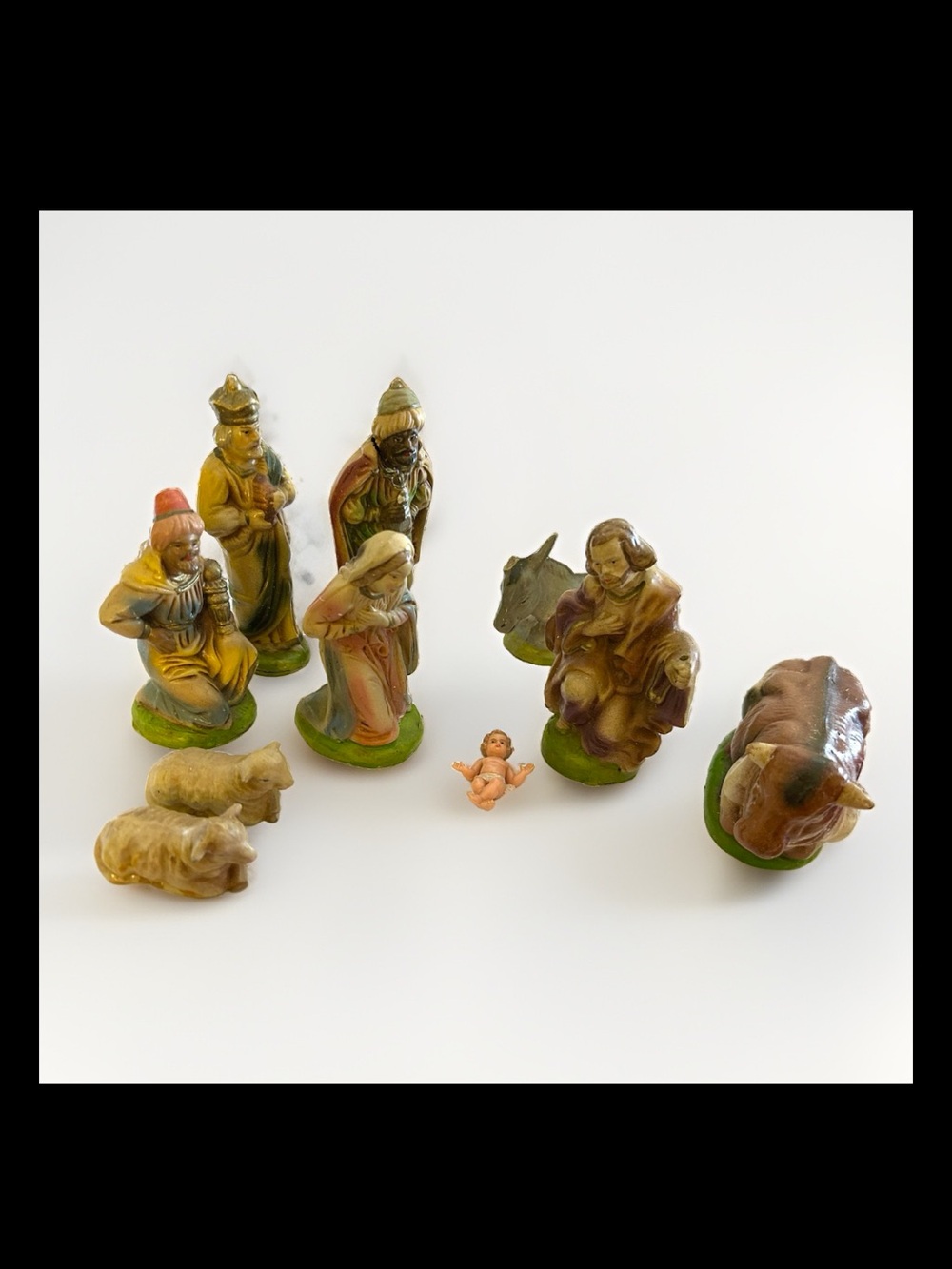 Vintage Western Germany paper mache nativity figures.